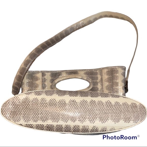 Salvatore Ferragamo Snakeskin Python Leather Tote Shoulder Bag beige - Picture 8 of 13